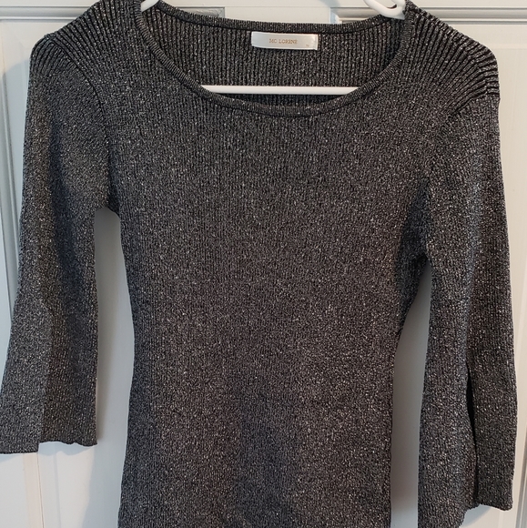 NWOT Shimmery Silver Long Sleeve Top - Picture 1 of 5